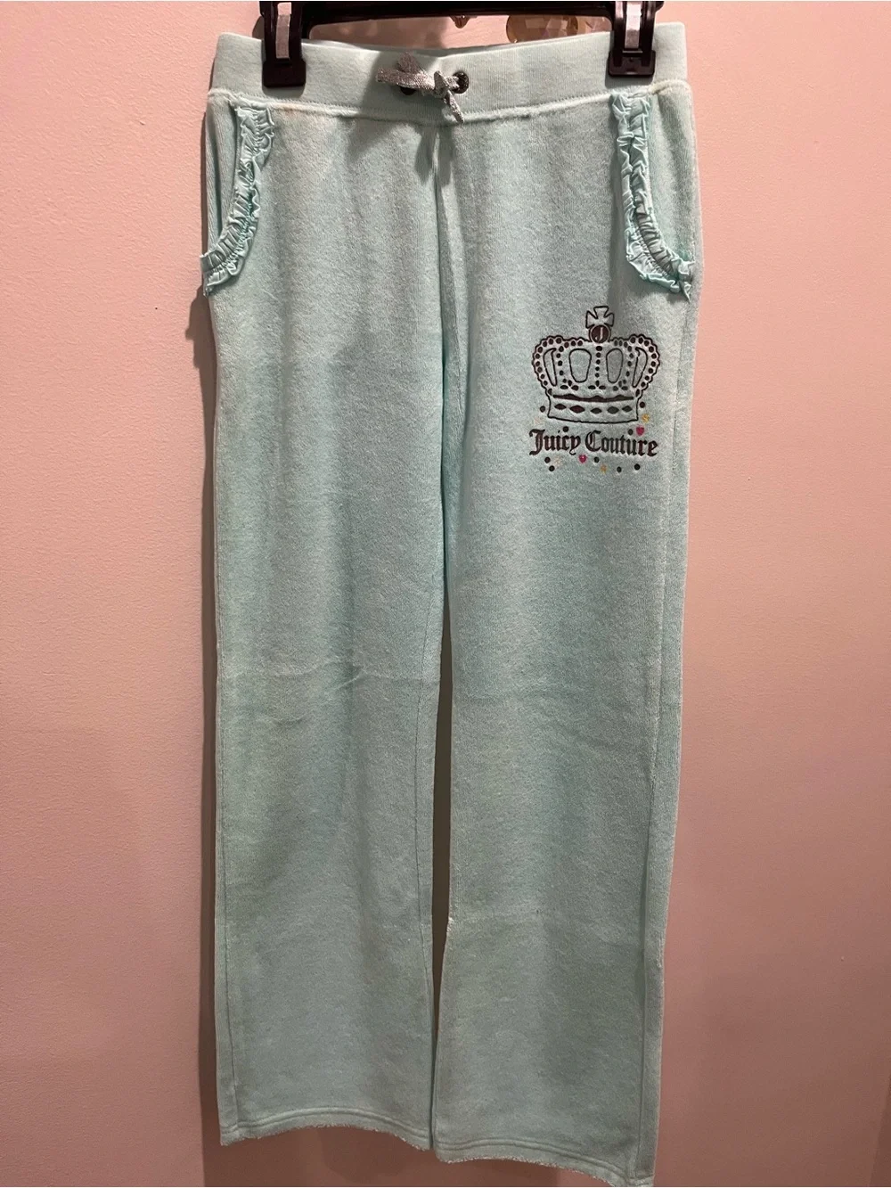 Juicy Couture Girls Blue Velour Pants Size 8 NWT